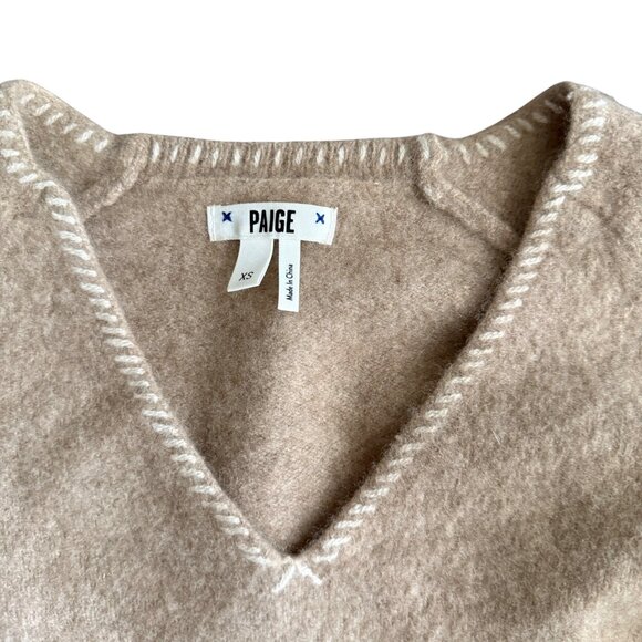 Paige Beige V-Neck 100% Cashmere Sweater XS Womens Soft Luxury Knit - Picture 2 of 4